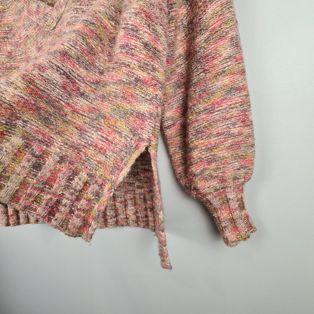 Pilcro Anthropologie Womens XXS Multi Color Deep V-Neck Balloon Sweater Cropped - Picture 5 of 8